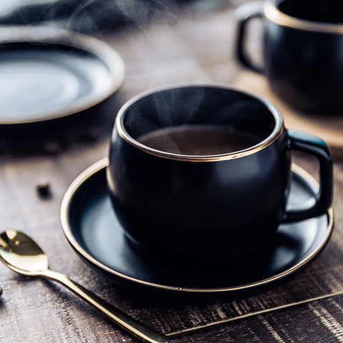Elegant Black Ceramic Coffee Cup