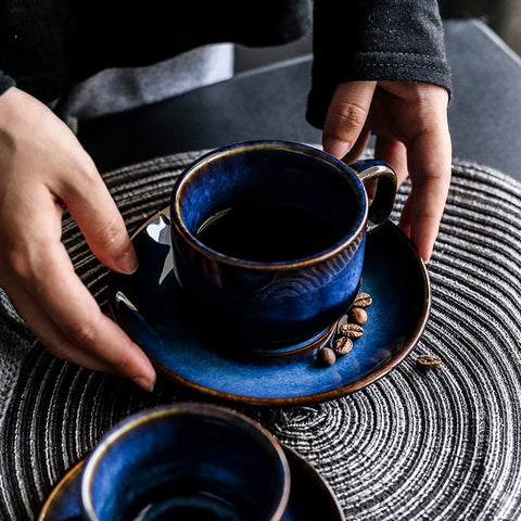 Elegant Deep Blue Ceramic Coffee Cup