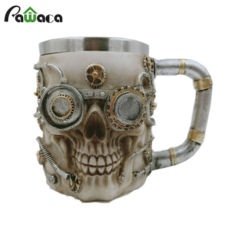 3D Stainless Steel Robot Skull Cup